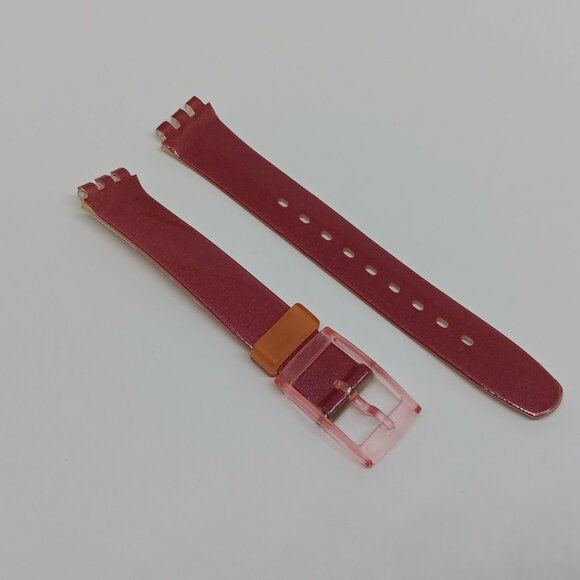 VINTAGE Swatch Ladies Metallic Red Strap - Fits 25mm Swatch Watches - Picture 1 of 7
